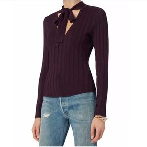 Intermix V-Neck Tie Ribbed Top
